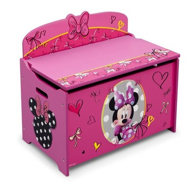 Delta Children Deluxe Toy Box, Disney Minnie 1 Count (Pack of 1), Multicolor 