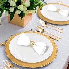 Gold 50 Round 13" Plastic Salad PLATES Beaded Rim Party Events