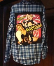 Upcycled Flannel Shirt W/ VINTAGE MADONNA back Patch