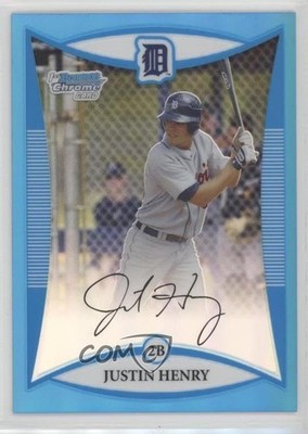 2008 Bowman Chrome Prospects Blue Refractor 49/150 Justin Henry #BCP233 1h1