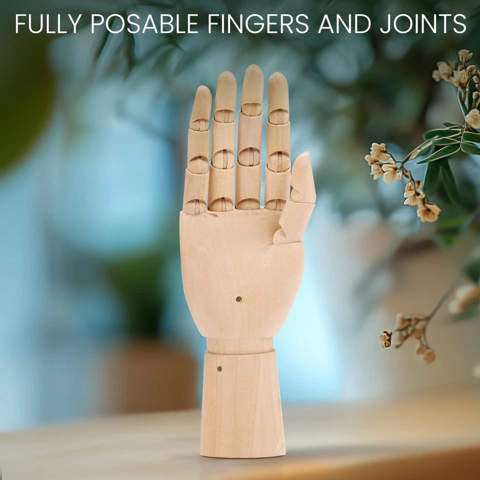 Flexible Linke & Rechte Holz Hand Modellfiguren Deko Hand (2er Pack) 18,5 cm - Bild 2 von 4
