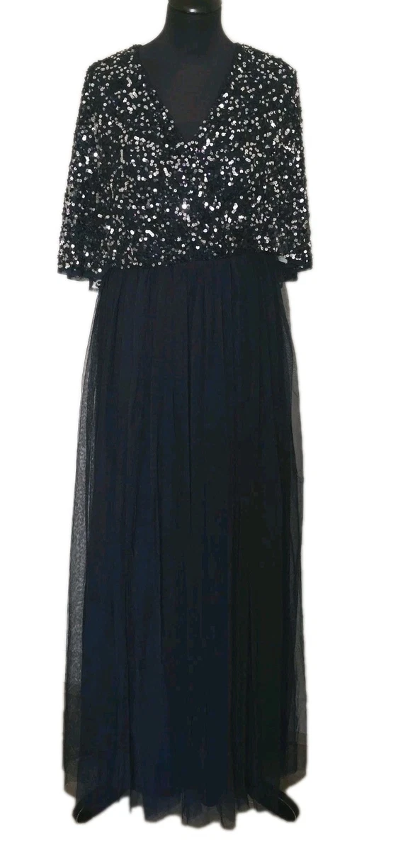 princess polly baby blue dress Maya Plus All Over Sequin Cami Strap Fishtail Maxi Bridesmaid Dress main image 0
