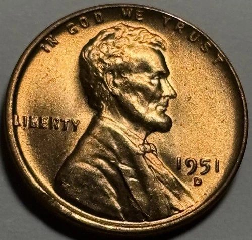 1951-D Lincoln Wheat Cent — Uncirculated MS Red 🔥 Original Roll