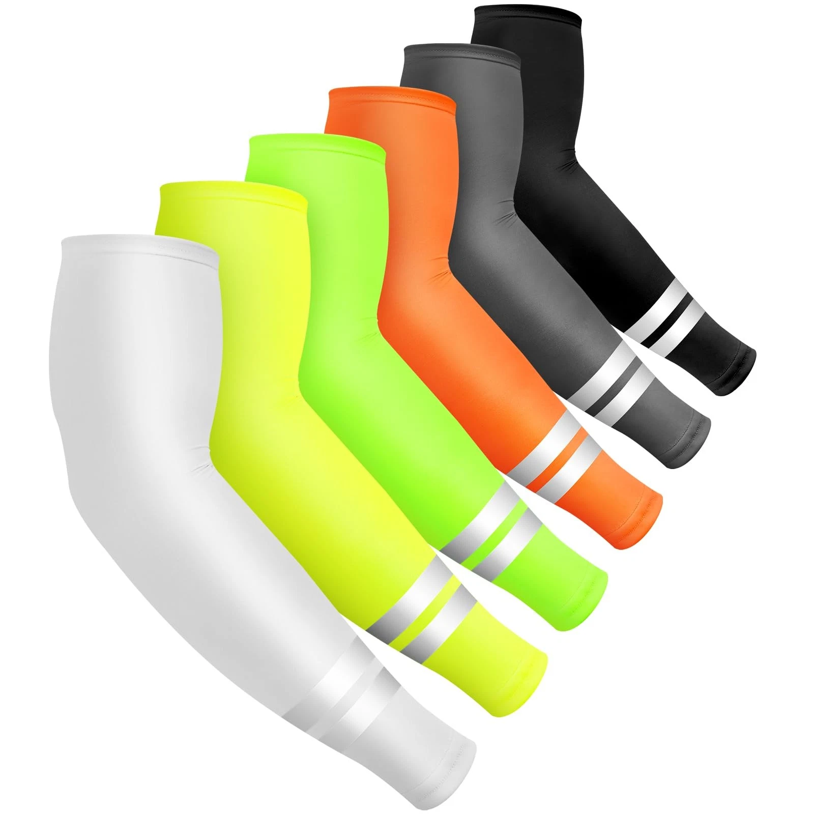 6 Pairs Reflective Arm Sleeves UV Sun Protection Compression Sleeves