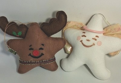 Carl's Jr Happy Star Plush Christmas Ornaments Reindeer & Angel