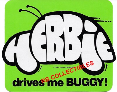 The Love Bug - ''Herbie Drives Me Buggy!'' - Small Sticker - WDP - New