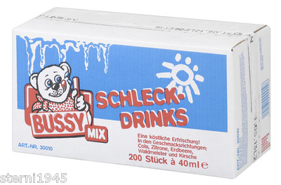 200 STÜCK BUSSY WASSEREIS MIX SCHLECK DRINKS 200 X 40ML WASSEREIS AKT.MHD!