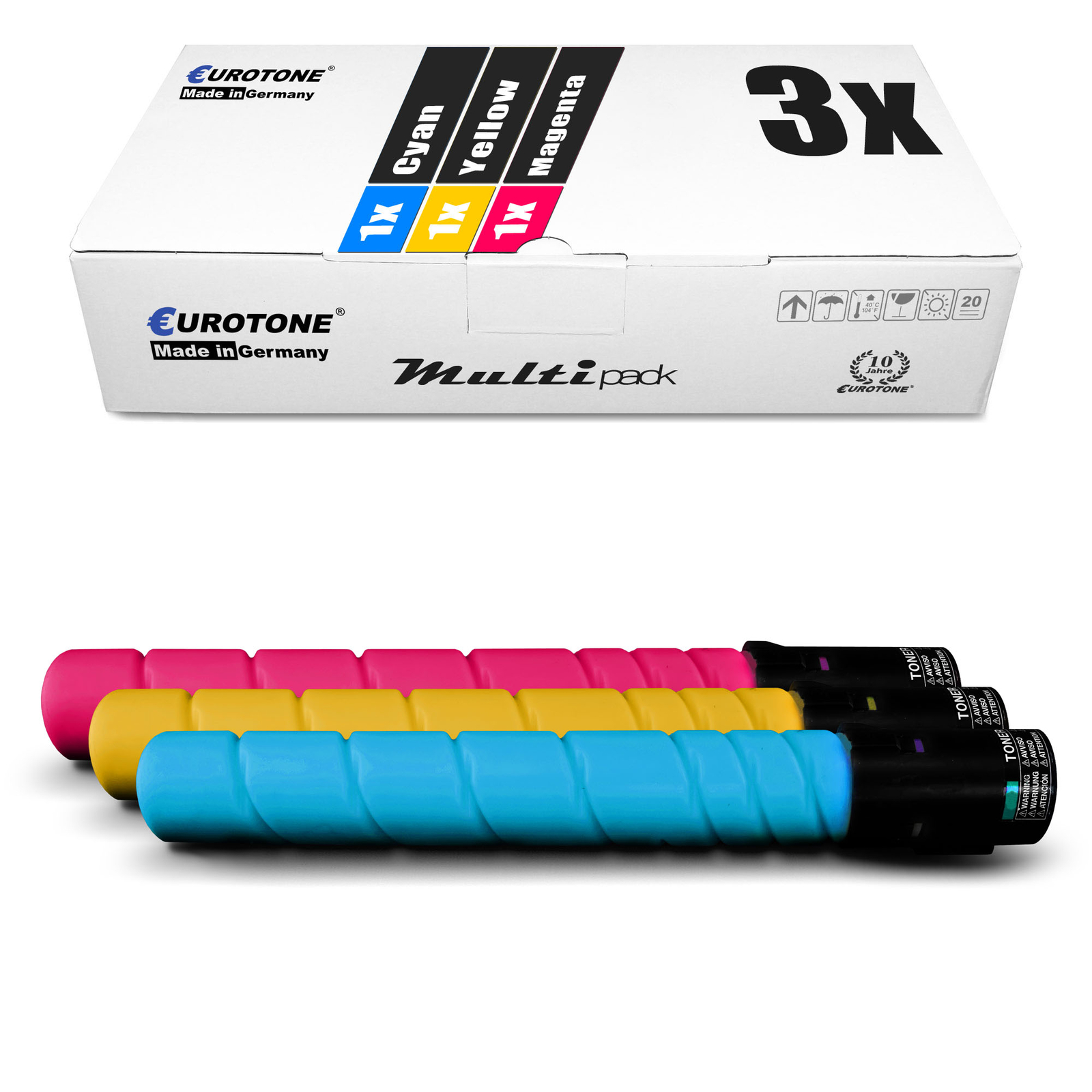 3x Tóner para Konica Minolta C360 TN-319 TN319 Color Azul Rojo Amarillo Cmy