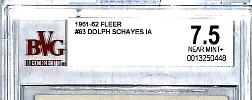 1961-62 Fleer DOLPH SCHAYES Basketball Card Syracuse National Beckett BVG 7.5 NM - Picture 2 of 3