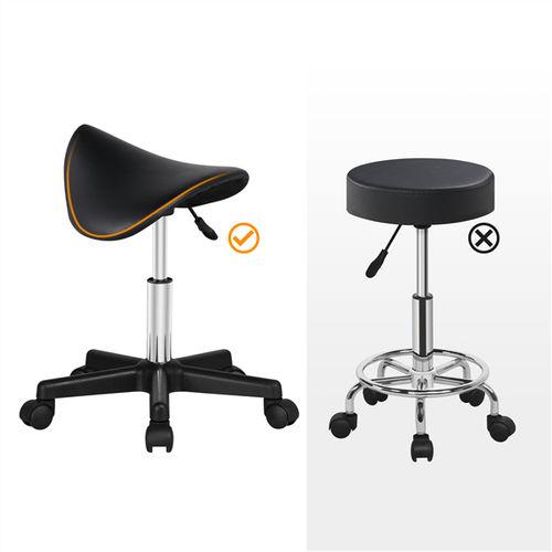PU Leather Saddle Stool Adjustable Rolling Salon Swivel Chair for Spa Massage - Picture 8 of 46