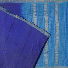 Vintage Blue Sarees 100 Pure Cotton Zari Handwoven Sari 5YD Decor Craft Fabric