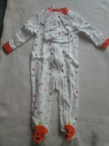 NWT Infant Boys Girls Playsuit Sleeper Carter/'s Halloween Pumpkin Fleece New