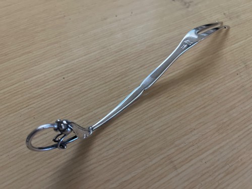 Georg Jensen Ornamental 21 Sterling Silver 2 Tine Barbed Cold Cuts Fork 7 1/2" - Picture 2 of 5