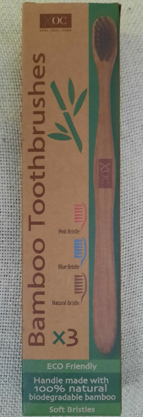 Biodegradable Bamboo Toothbrush Eco Friendly Soft Bristles  - Pack of Three
