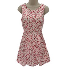 Forever 21 Womens Cream Red Floral Print Sleeveless Fit  Flare Dress Size XS