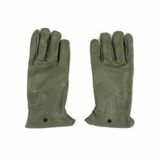 Authentic French Army Leather Gloves Olive Drab Size Large 8.5 inches Fast Ship