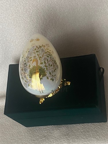 Vintage Ne’Qwa Art Unique Peacock Collectible Egg Ornament With Green Box - Bild 3 von 14