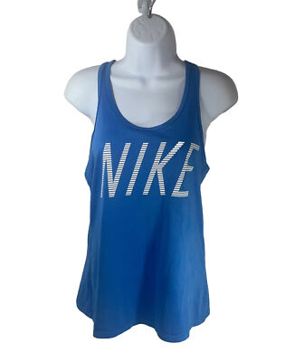 Nike Racerback Women Medium The Nike Tee Blue Dri Fit Tank Top RN#56323  Athletic