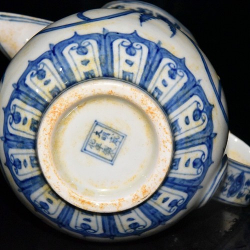 7.6“ Old Chinese  the Ming dynasty Red fetus Blue color Sunflower pattern pot - Picture 2 of 9