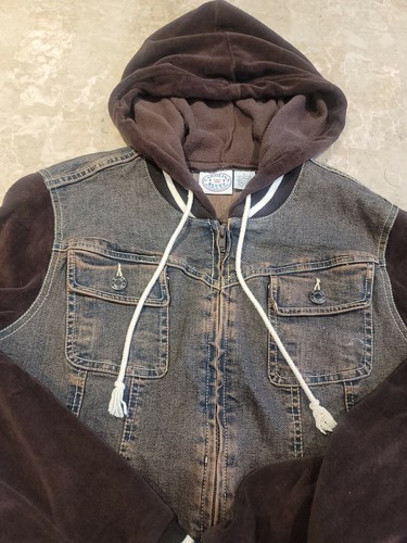 Jacket Size Large L BOYS Hoodie Velour Sweatshirt Brown color - Picture 3 of 6