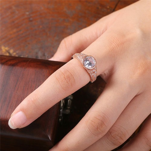For Women Jewelry Rose Gold Plated White Sapphire Pretty Size 6-10 Rings - Picture 5 of 13