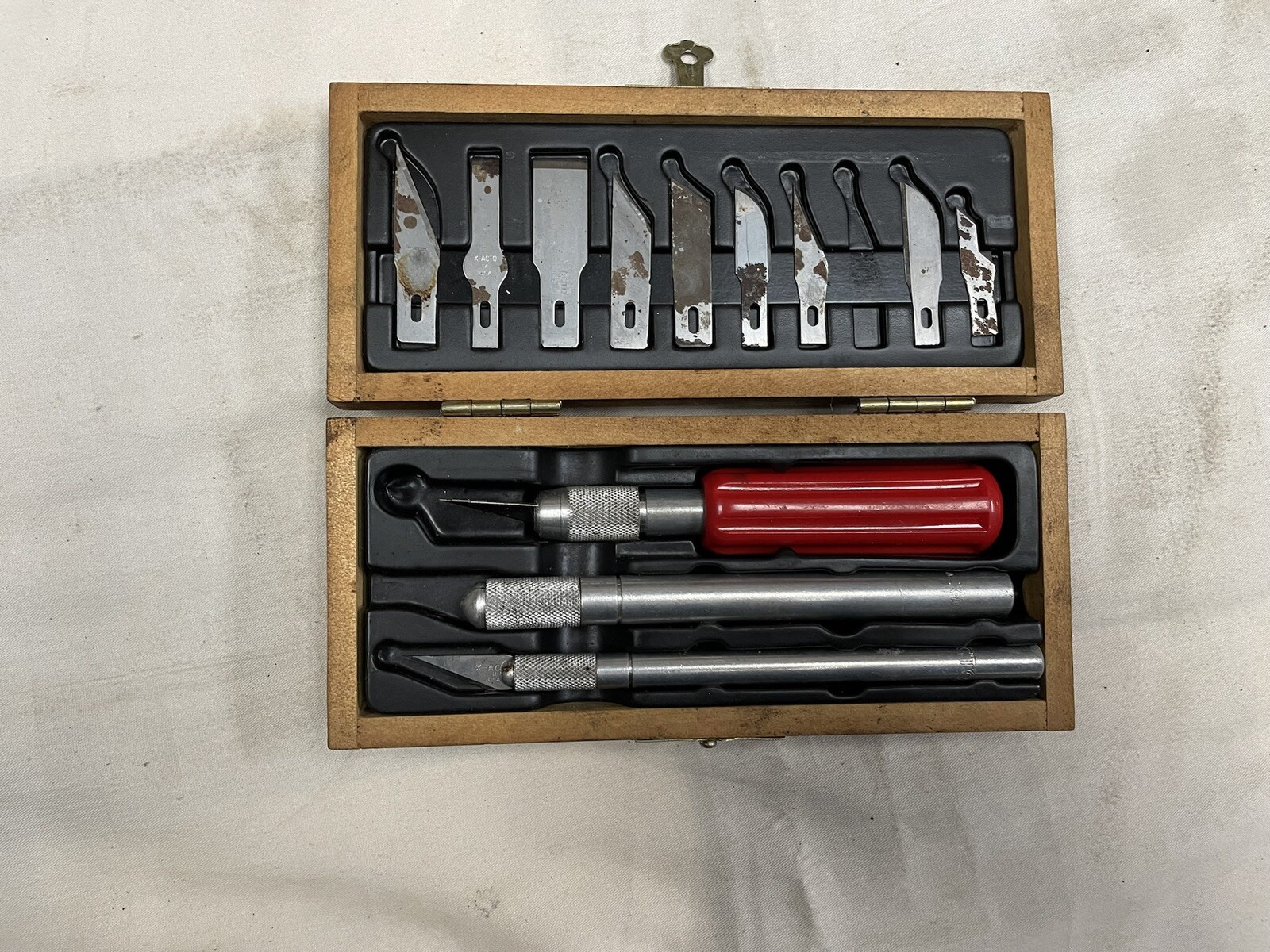 X ACTO CRAFTS KNIVES SET VINTAGE ORIGINAL WOODEN CASE NEAT !! eBay