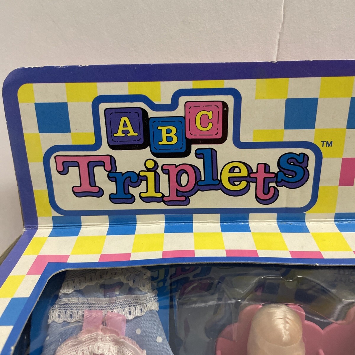 ABCドール3 ABC Triplets Doll Set With Cradle Blonde Dolls New In Box