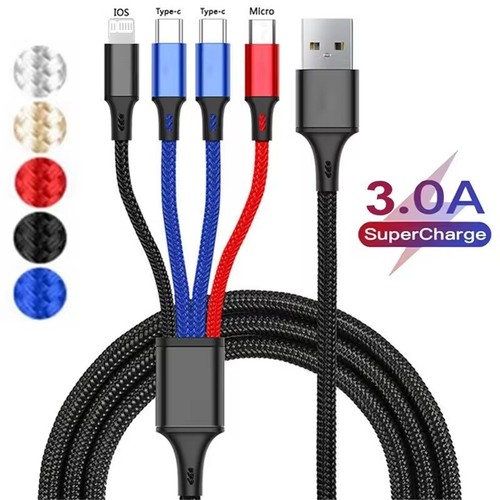 4 in 1 Multi USB Charging Cable Fast Charger Cord for IOS & Type C & Micro 1.2M - Picture 7 of 7