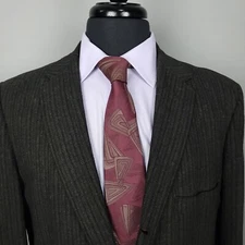 Vintage Curlee Clothes Blazer Mens 42L Brown Wool Flannel Striped 3 Button 60s