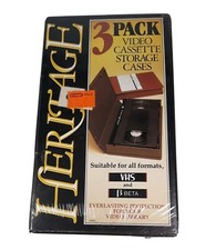 Vtg Heritage video cassette storage case 3 pack VHS and Beta New Sealed