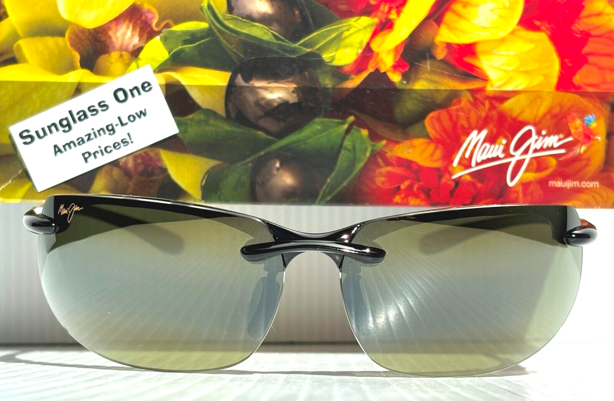 NEW Maui Jim BANYANS Glossy Black POLARIZED Maui HT Lens Sunglass