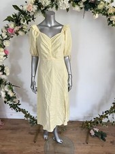 Influence Yellow Midi Dress Size 8 & 12 Cotton Ruched Front Midi Dress New MC83