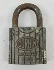 VINTAGE CORBIN Hardened Steel/Aluminum Padlock #9965  Key Not Included USA Made