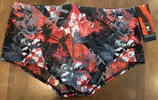 TYR Men's 38 Red Black White Swim Suit Briefs Trunks Lines LAGUNA SECA MODEL New