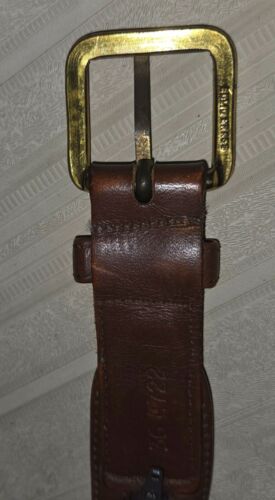 L.L.Bean Full Grain Leather 36 interior zipper pocket BELT for bills Brown - Picture 8 of 9