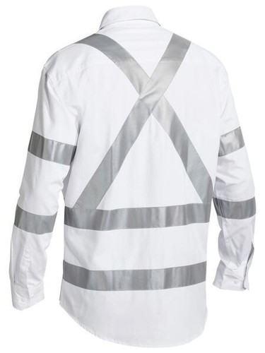 BISLEY White Taped Shirt BS6807T Cotton Drill Clearance - Picture 2 of 2