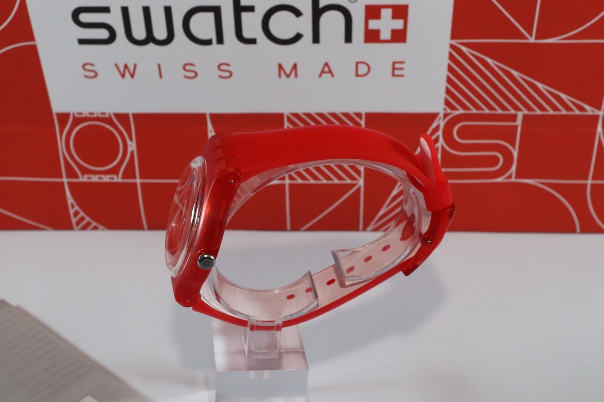 ? Swatch Clownfish SUOR102 Red/White Transparent Reversible Band Swatch s-l1200.jpg main image 4