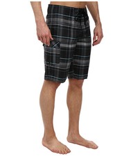 New O'NEILL sz 30 board shorts swim trunk black plaid boardshorts Santa Cruz
