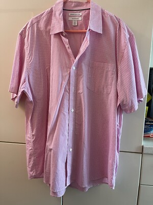 Amazon Essentials Mens Shirts Size X XLarge Pink Short Sleeve Button Down