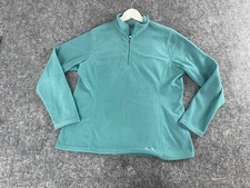 Eddie Bauer Sweater Women Large Teal Blue Fleece Quarter Zip Pullover N331