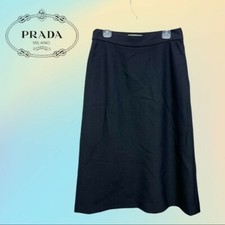 Black Wool PRADA Midi Skirt Sz 40
