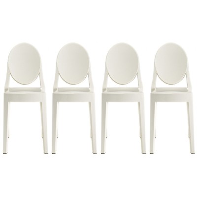 Set of Stackable Mid Century Modern Plastic Dining Side Chairs