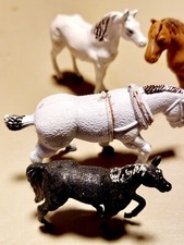 Vintage Plastic Farm Animals Horses Lot Of 10