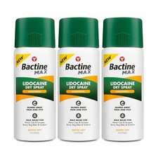 3 Pack Bactine MAX Dry Spray for Pain Relief with 4 Lidocaine 4 Oz 175ml Each