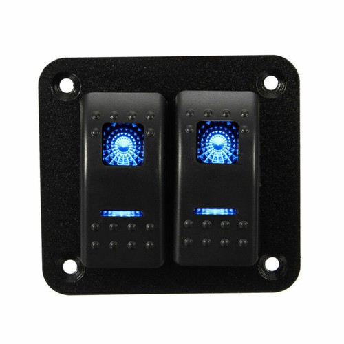 IP65 12V 24V 2-Gang Dual Blue LED Light Bar Car Marine Boat Rocker Switch Panel - Picture 7 of 8