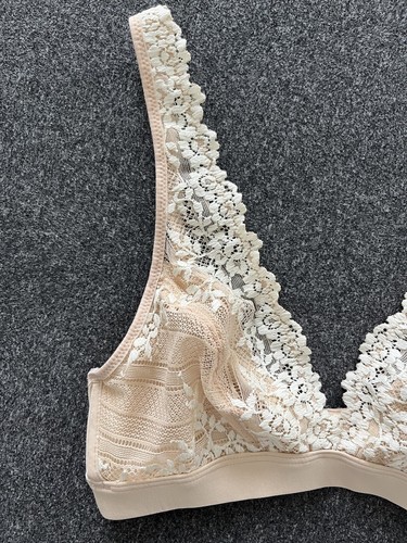 Sujetador ajustable Bralette Wacoal Abrace de encaje sin alambres 852191 beige blanco desnudo 34 - Imagen 4 de 16