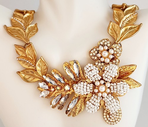 JOAN RIVERS RUNWAY COLLAR NECKLACE☆FABULOUS WHITE SEED BEADS & CRYSTALS☆1990s - Picture 4 of 24