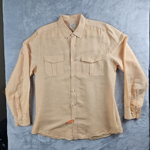 Old Navy Long Sleeve Button Up Linen Blend Shirt Mens Size Large