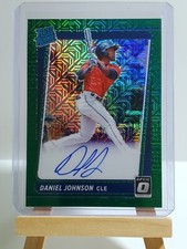 Daniel Johnson 2021 Donruss Optic RR Green Mojo Prizm On-Card Auto 83/99 Indians
