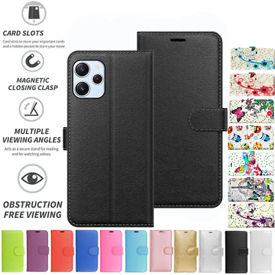Xiaomi Redmi 12 Case Hülle Flip Folio Leder Wallet Kreditkartenfach